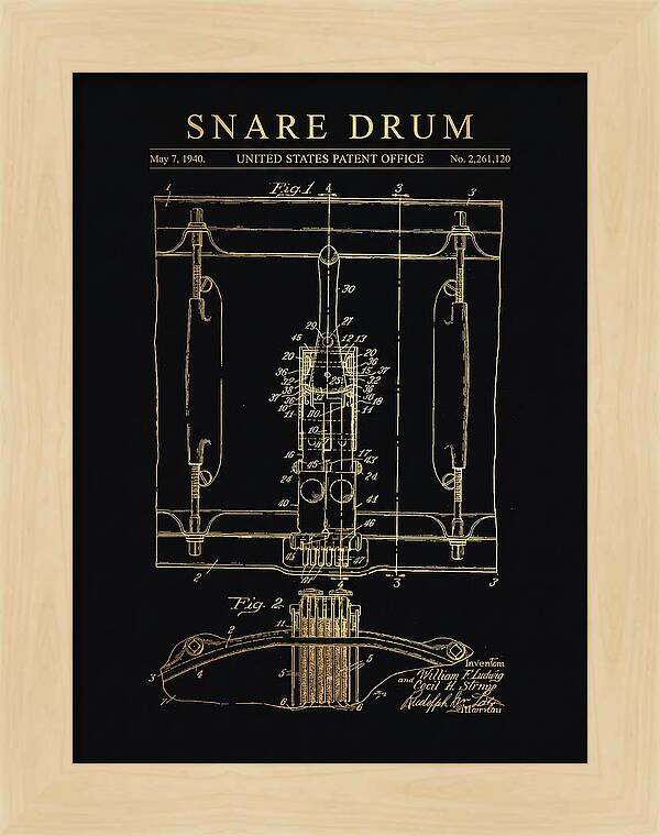 Snare Drum Ludwig Gold Patent Us2261120a