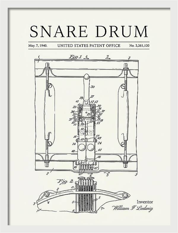 Snare Drum Ludwig Minimalist Patent Us2261120a