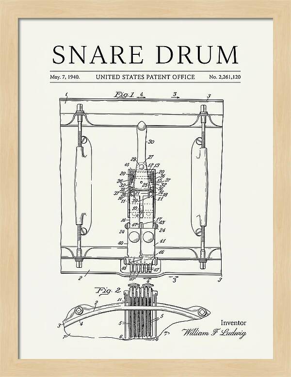 Snare Drum Ludwig Minimalist Patent Us2261120a