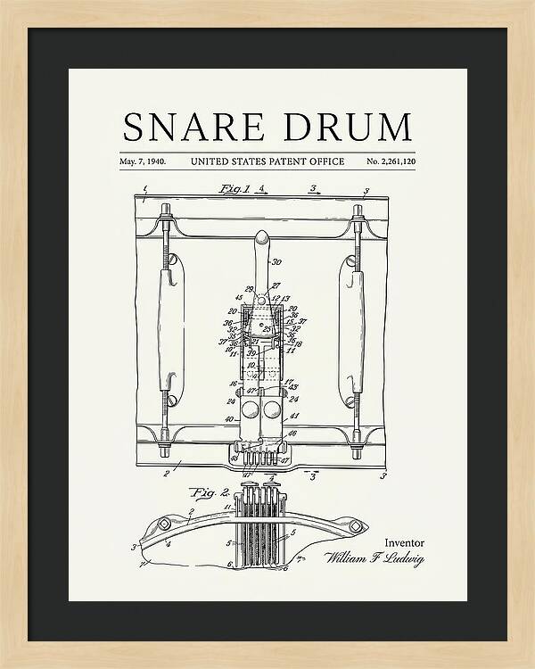 Snare Drum Ludwig Minimalist Patent Us2261120a