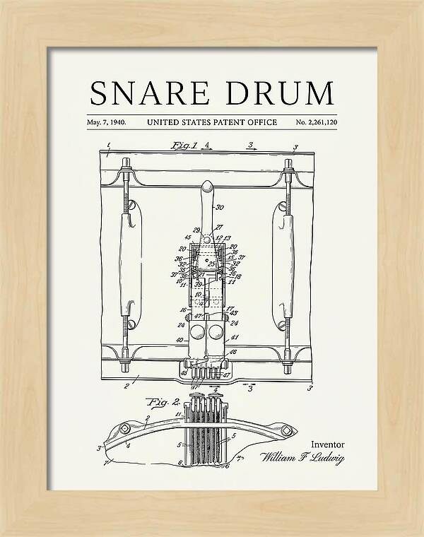 Snare Drum Ludwig Minimalist Patent Us2261120a