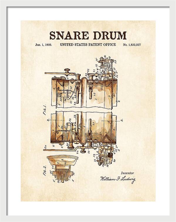 Snare Drum Ludwig Watercolor Patent Us1832227a
