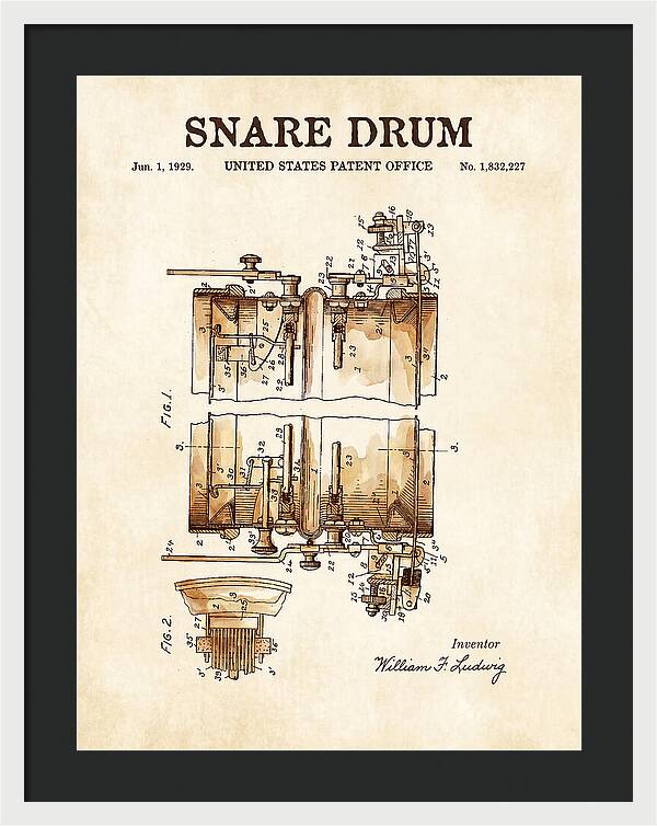 Snare Drum Ludwig Watercolor Patent Us1832227a