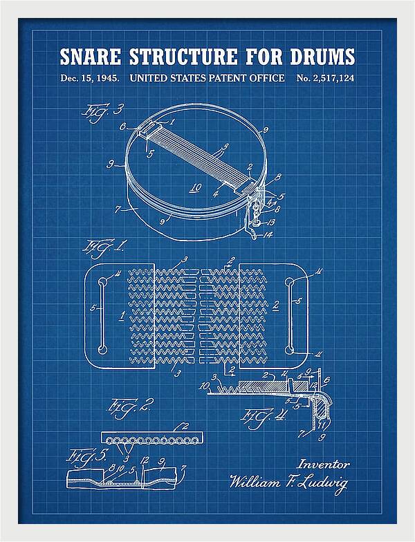 Snare Structure For Drums Ludwig Blueprint Patent Us2517124a
