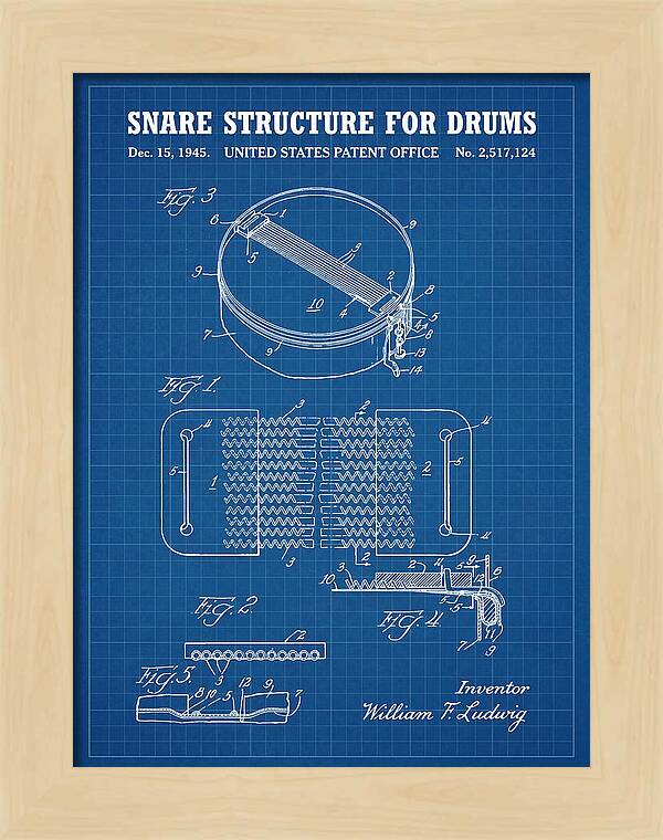 Snare Structure For Drums Ludwig Blueprint Patent Us2517124a