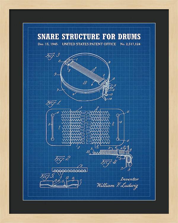 Snare Structure For Drums Ludwig Blueprint Patent Us2517124a