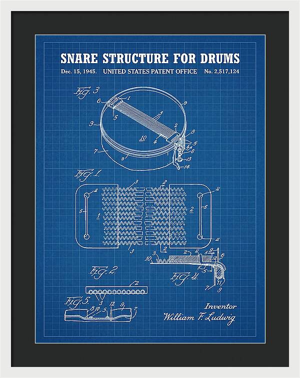 Snare Structure For Drums Ludwig Blueprint Patent Us2517124a