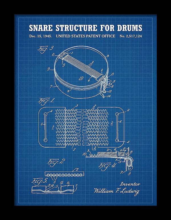 Snare Structure For Drums Ludwig Blueprint Patent Us2517124a