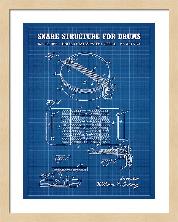 Snare Structure For Drums Ludwig Blueprint Patent Us2517124a