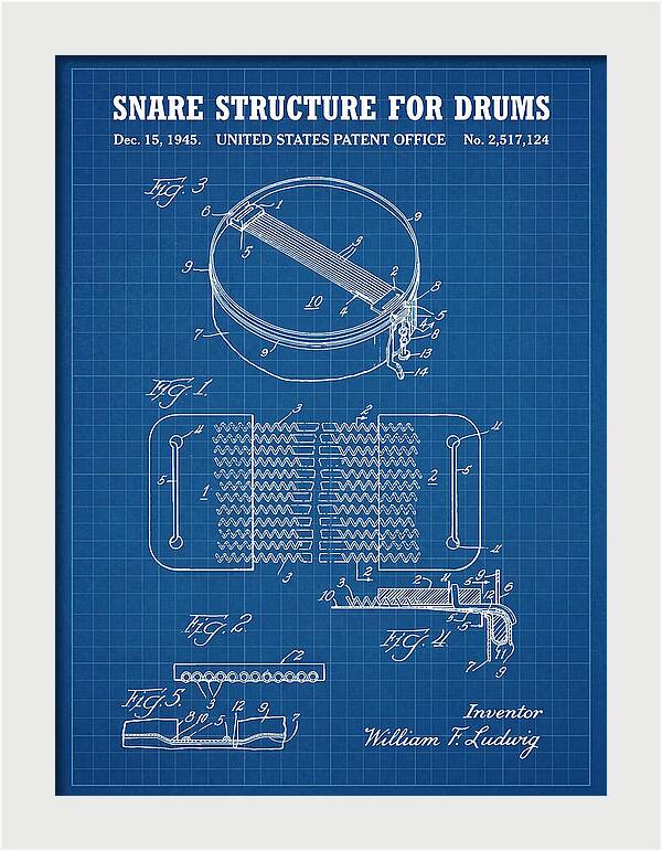Snare Structure For Drums Ludwig Blueprint Patent Us2517124a