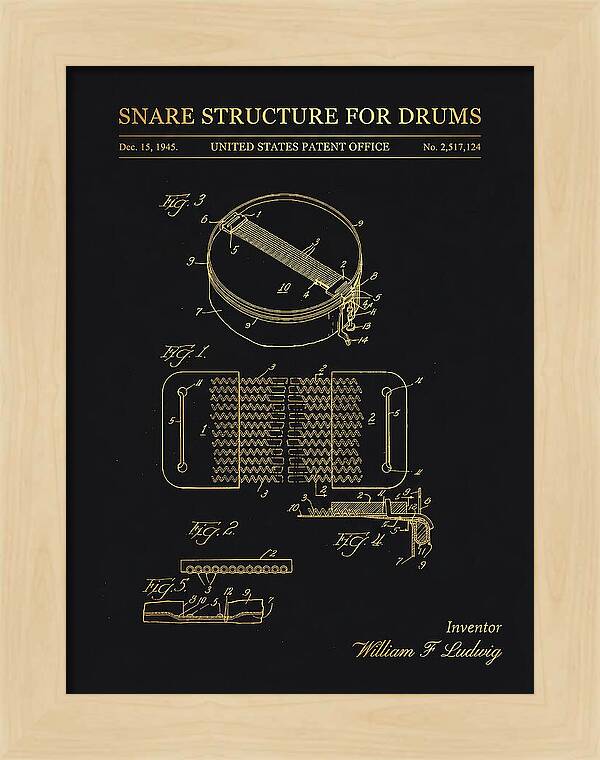 Snare Structure For Drums Ludwig Gold Patent Us2517124a