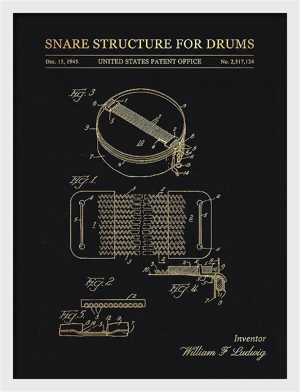 Snare Structure For Drums Ludwig Gold Patent Us2517124a