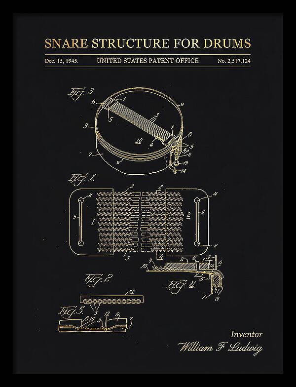 Snare Structure For Drums Ludwig Gold Patent Us2517124a