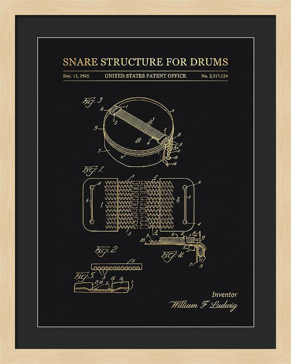 Snare Structure For Drums Ludwig Gold Patent Us2517124a