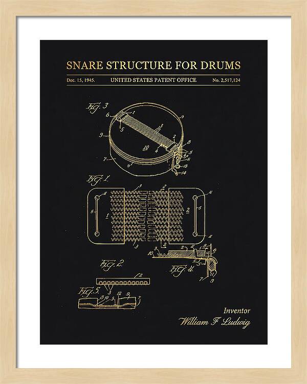 Snare Structure For Drums Ludwig Gold Patent Us2517124a