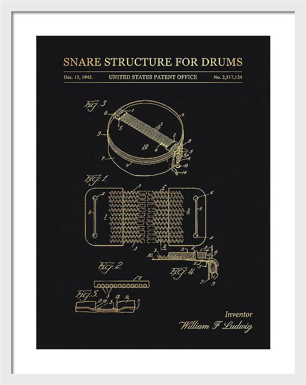Snare Structure For Drums Ludwig Gold Patent Us2517124a