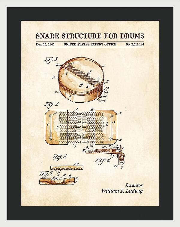 Snare Structure For Drums Ludwig Watercolor Patent Us2517124a