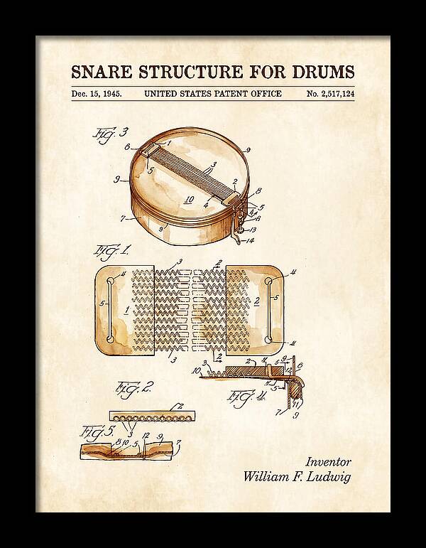 Snare Structure For Drums Ludwig Watercolor Patent Us2517124a