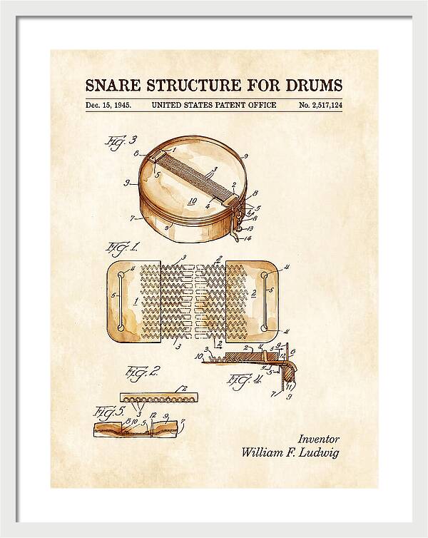 Snare Structure For Drums Ludwig Watercolor Patent Us2517124a