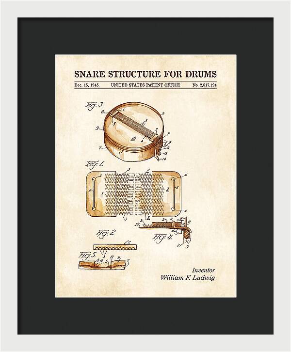 Snare Structure For Drums Ludwig Watercolor Patent Us2517124a