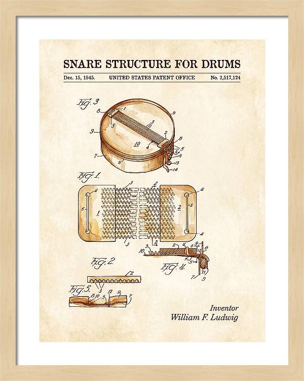 Snare Structure For Drums Ludwig Watercolor Patent Us2517124a