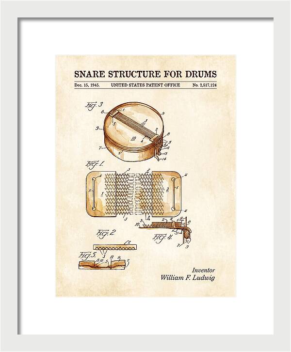 Snare Structure For Drums Ludwig Watercolor Patent Us2517124a