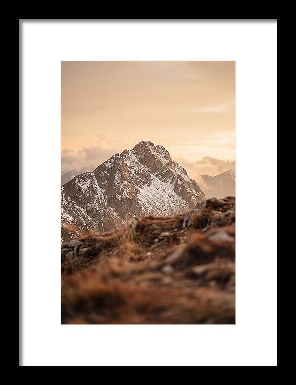 Snow Capped Mountain Peak At Golden Hour