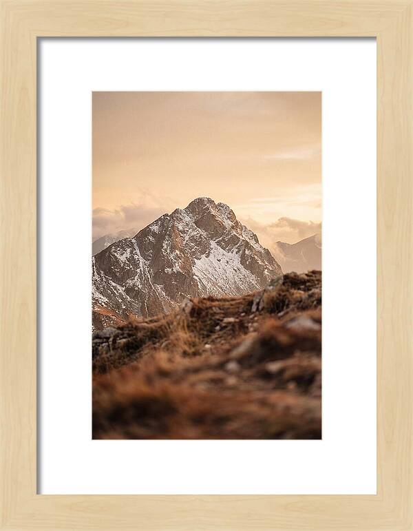 Snow Capped Mountain Peak At Golden Hour