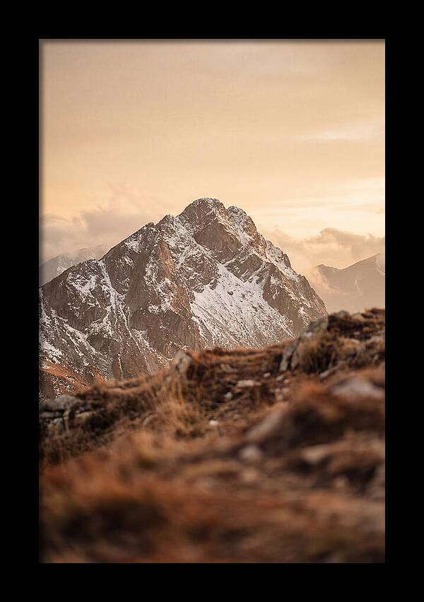 Snow Capped Mountain Peak At Golden Hour
