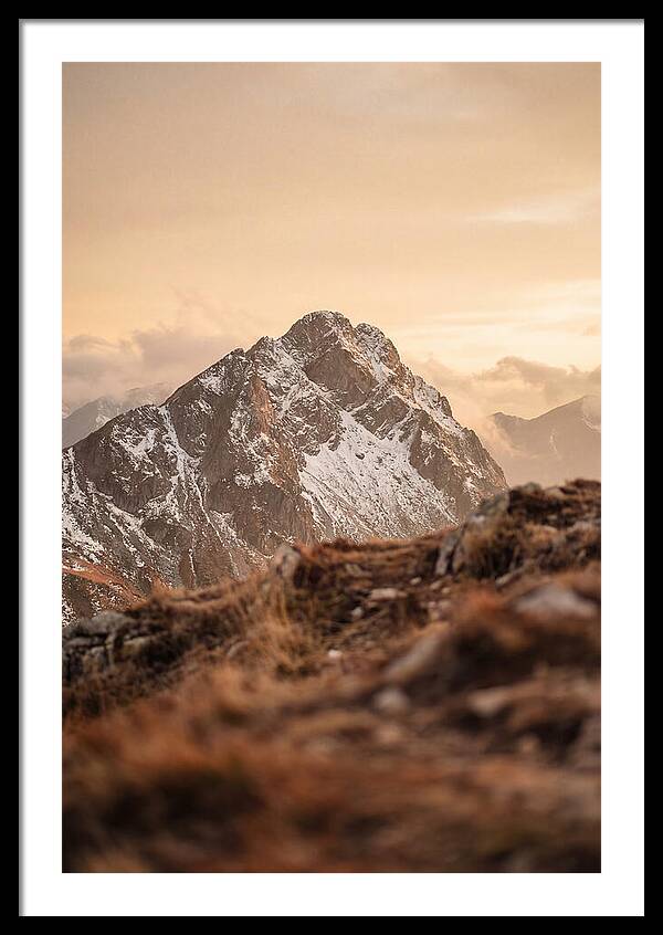 Snow Capped Mountain Peak At Golden Hour