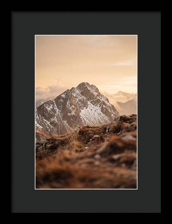Snow Capped Mountain Peak At Golden Hour