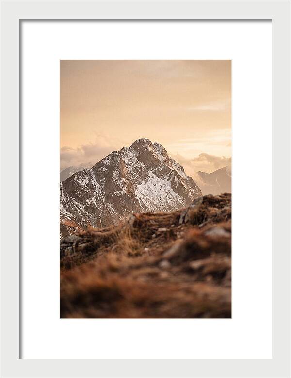 Snow Capped Mountain Peak At Golden Hour