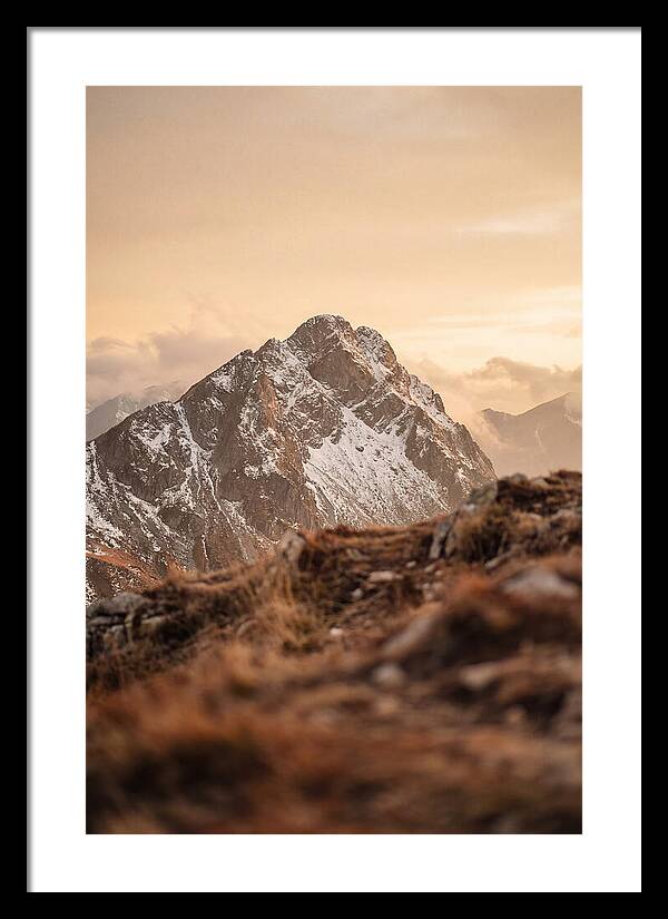 Snow Capped Mountain Peak At Golden Hour