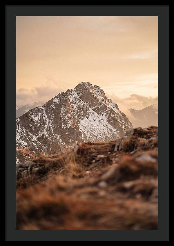 Snow Capped Mountain Peak At Golden Hour