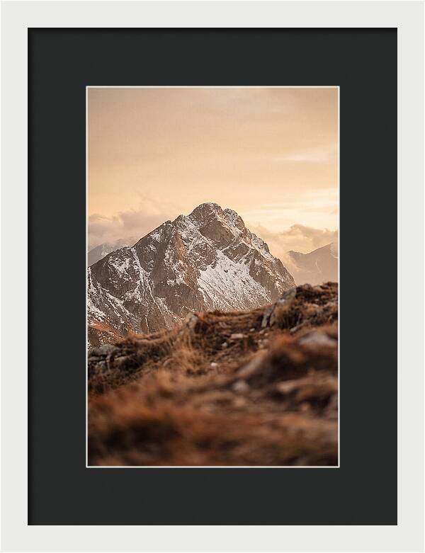 Snow Capped Mountain Peak At Golden Hour