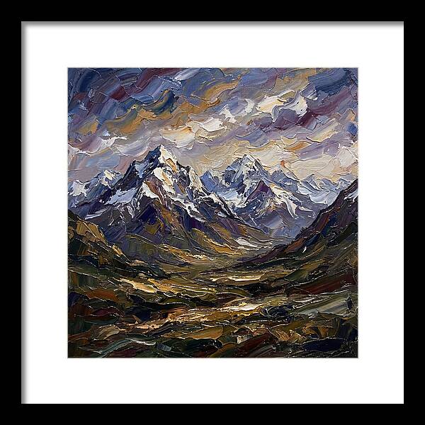 Snow Capped Mountains In Palette Knife
