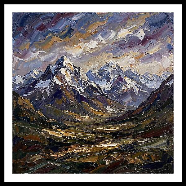 Snow Capped Mountains In Palette Knife