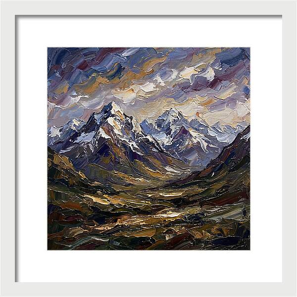 Snow Capped Mountains In Palette Knife