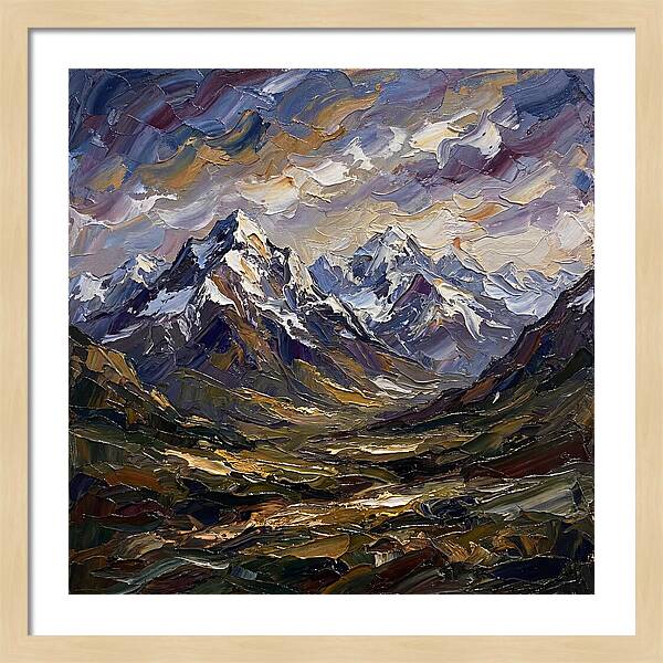Snow Capped Mountains In Palette Knife