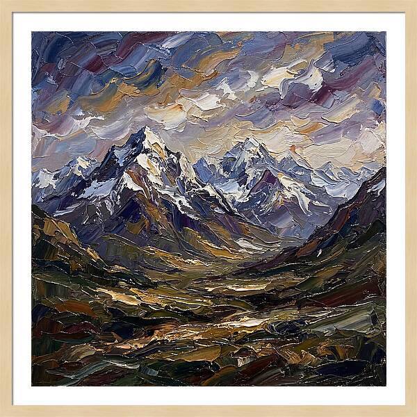 Snow Capped Mountains In Palette Knife