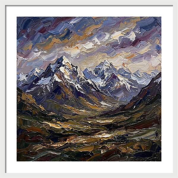 Snow Capped Mountains In Palette Knife