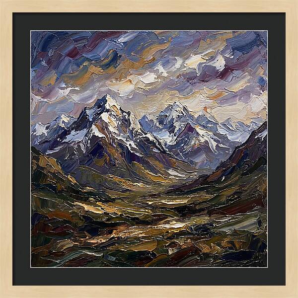 Snow Capped Mountains In Palette Knife