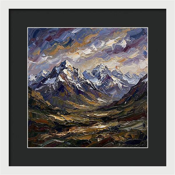 Snow Capped Mountains In Palette Knife