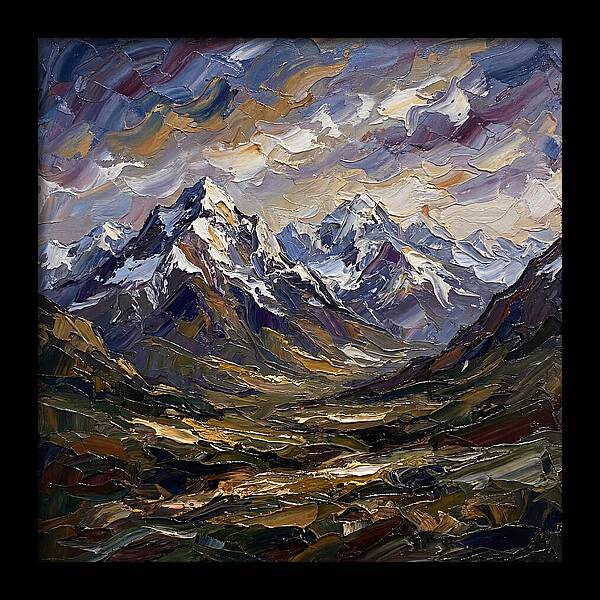 Snow Capped Mountains In Palette Knife