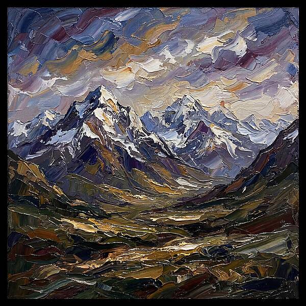 Snow Capped Mountains In Palette Knife