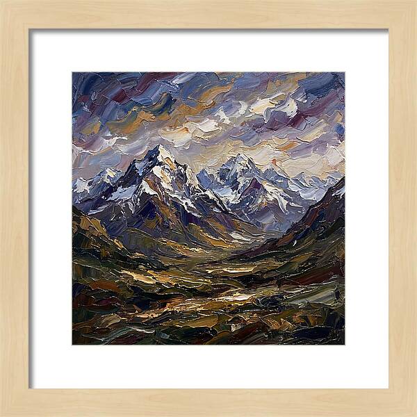 Snow Capped Mountains In Palette Knife