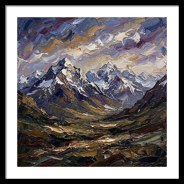 Snow Capped Mountains In Palette Knife