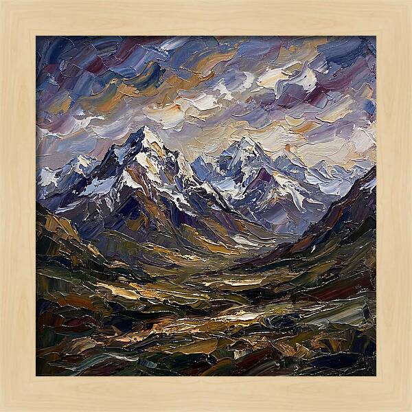 Snow Capped Mountains In Palette Knife