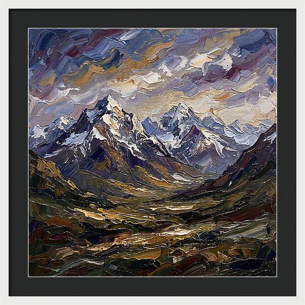 Snow Capped Mountains In Palette Knife