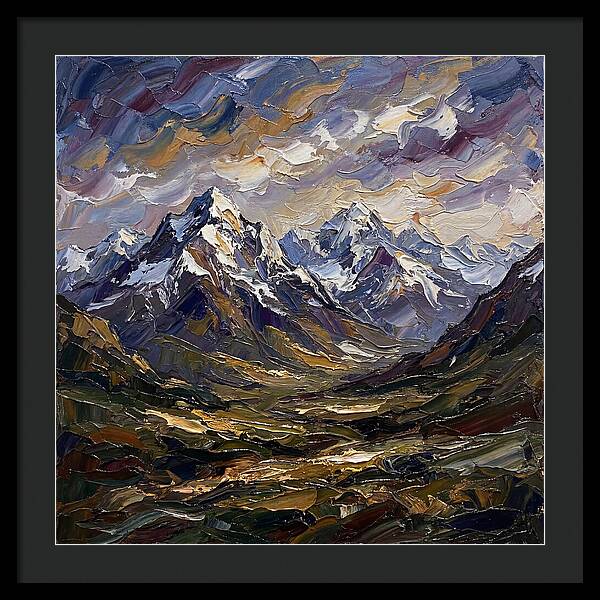 Snow Capped Mountains In Palette Knife